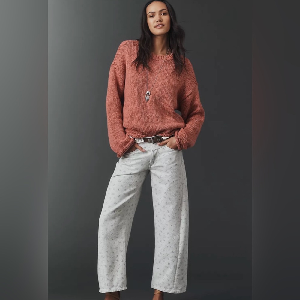Anthropologie Harlow Oversized Roll-Hem Sweater by Pilcro Size XL in color Rose